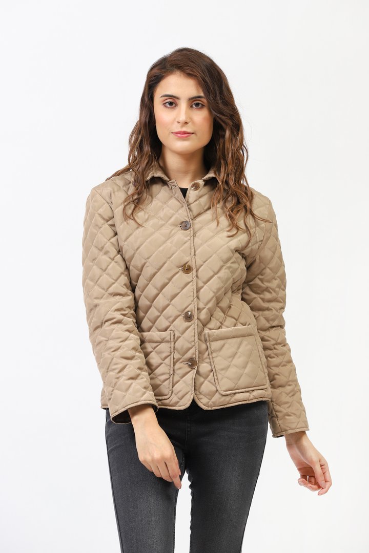 Skin Puffer Jacket With Flap Pockets